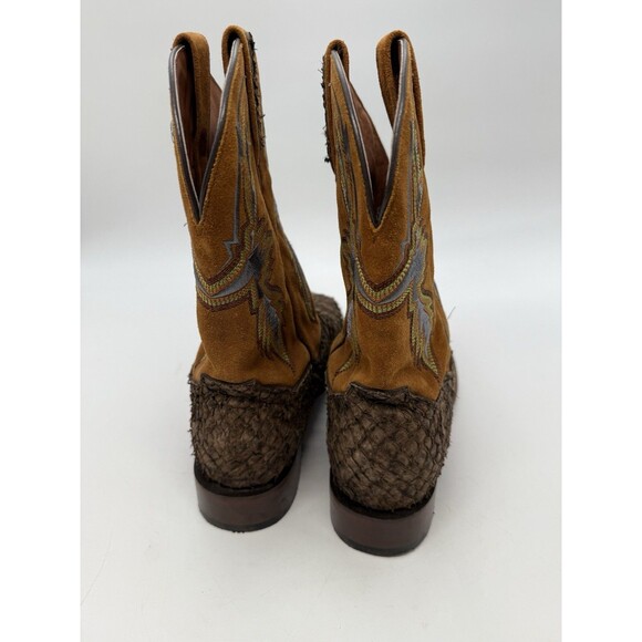 Dan Post Mens Sea Bass Dorsal Embroidered Square Toe Casual Boots Mid Calf Brown - Picture 4 of 13